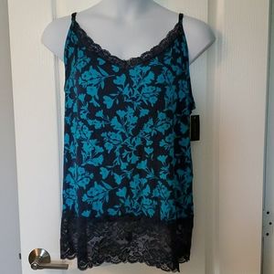 Lane Bryant blue and green camisole w lace